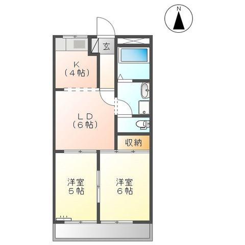 セントラルパークA・B(2LDK/2階)の間取り写真
