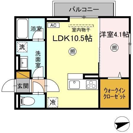 D-ROOM姫子(1LDK/2階)の間取り写真
