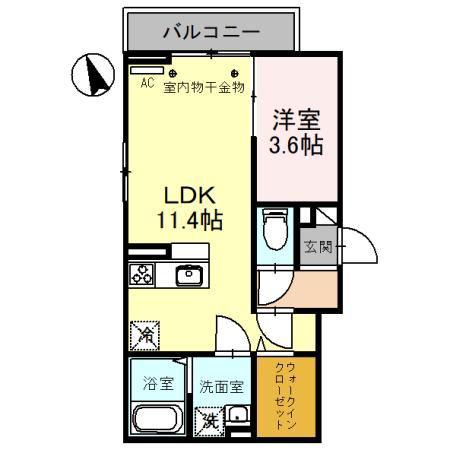 BRILLER 東大宮(1LDK/3階)の間取り写真
