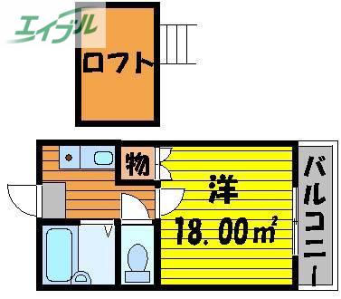 ラポール青江(1K/2階)の間取り写真