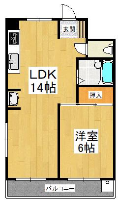 みささぎコーポ(1LDK/3階)の間取り写真