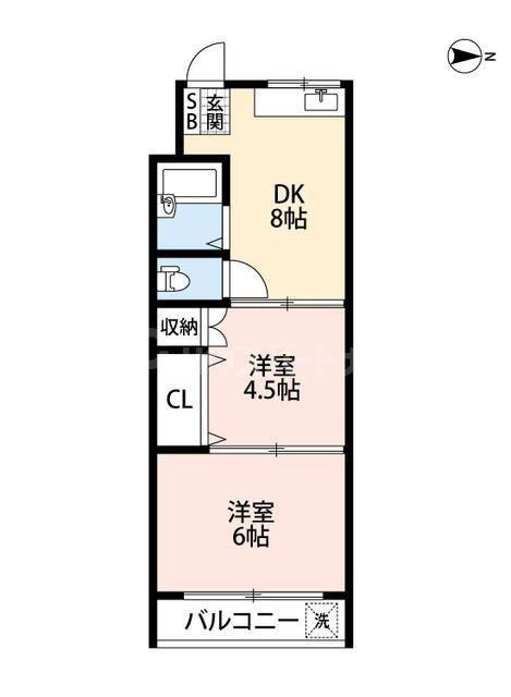橋川ビル(2DK/3階)の間取り写真