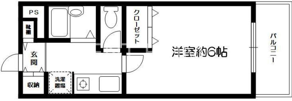 ミーテ大和(1K/2階)の間取り写真