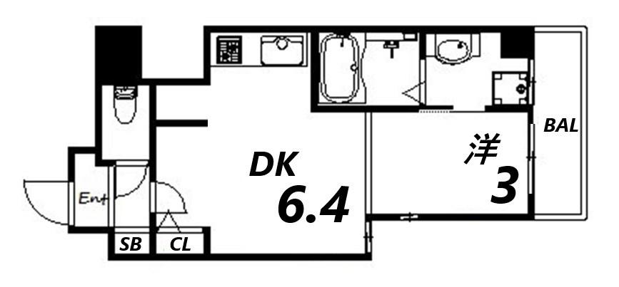 THE GRID北野坂(1DK/5階)の間取り写真