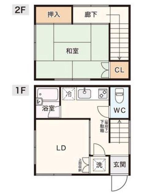 昼間荘(1LDK/2階)の間取り写真