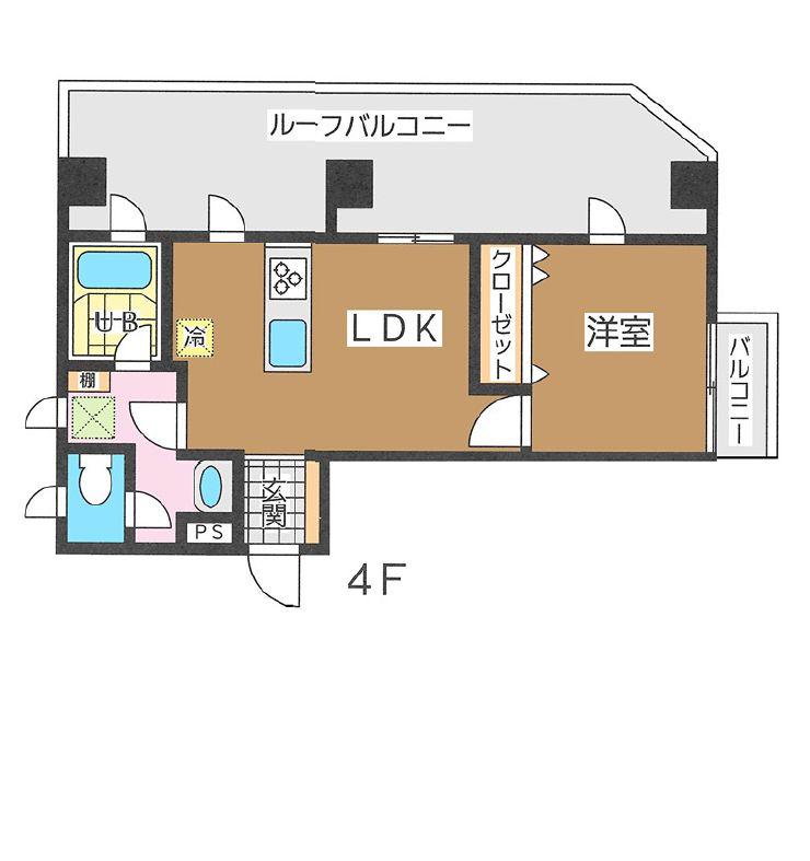 ラ グリシーヌ(1LDK/4階)の間取り写真