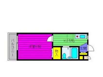 フローラハイム(1K/2階)の間取り写真