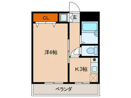 ドゥフェイト須磨(1K/2階)の間取り写真