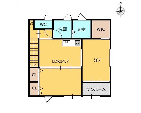メゾン・ジュネスⅨ(1LDK/2階)の間取り写真