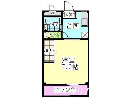 プレーヌI(1K/1階)の間取り写真