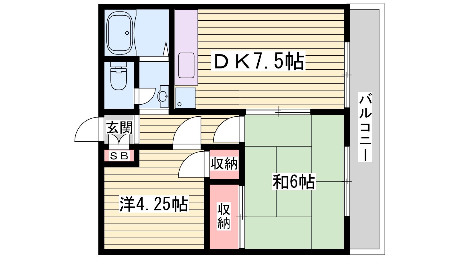 塚本ハイツ(2DK/2階)の間取り写真