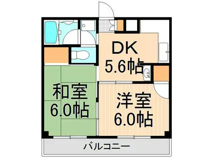 弘道高橋第一ハイツ(2DK/1階)の間取り写真