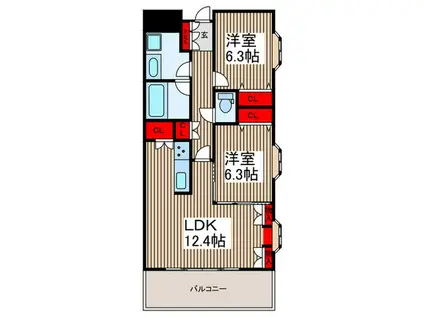 東川口ガーデンプラザ八番館(2LDK/5階)の間取り写真