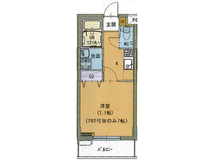 ファルステーロマンション(1K/5階)の間取り写真