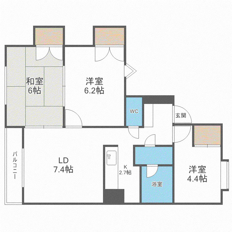 ハーベスト26(3LDK/2階)の間取り写真