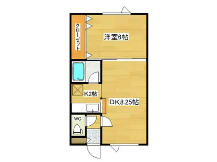 ラピュタハウスC(1LDK/2階)の間取り写真