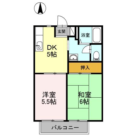 リッツハウス古川(ワンルーム/2階)の間取り写真