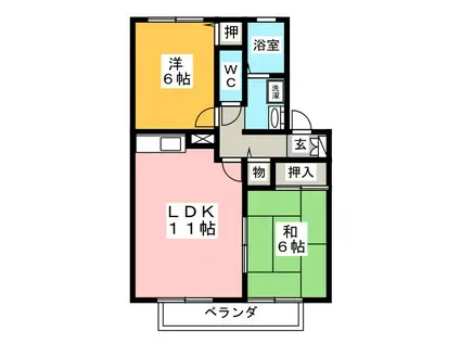 エスポワールシェモアB(2LDK/2階)の間取り写真