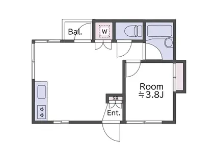 メゾンパーシモン(1LDK/2階)の間取り写真