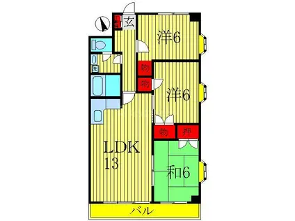 ランドフォレスト天王台I(3LDK/2階)の間取り写真