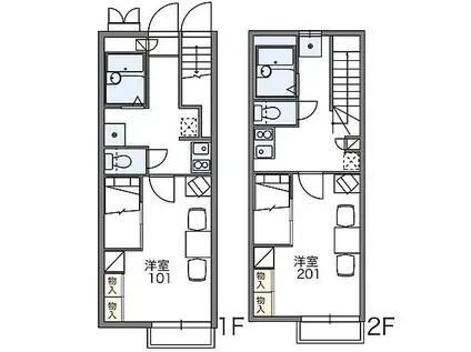 JR両毛線 駒形駅 徒歩41分 2階建 築22年(1DK/1階)の間取り写真