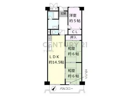 ローレルハイツあやめ池(3LDK/2階)の間取り写真