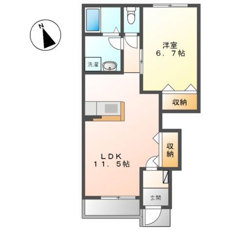 アベックス南(1LDK/1階)の間取り写真