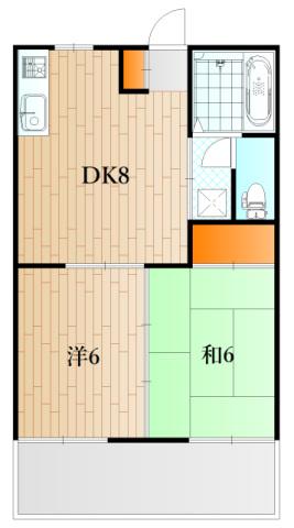コンフレールハマベ(2DK/1階)の間取り写真