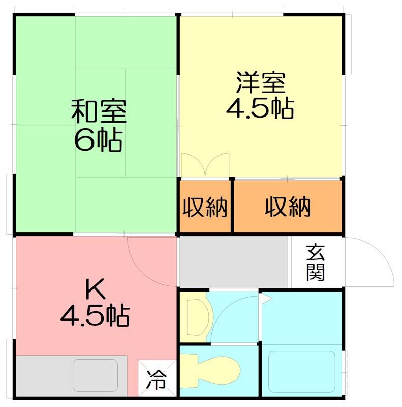 西湘ハイツ(2DK/2階)の間取り写真
