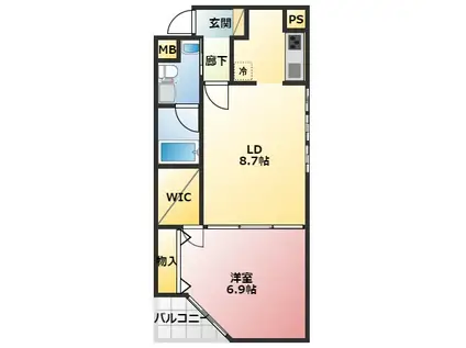 Sフラット(1LDK/2階)の間取り写真