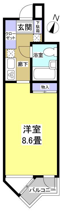カーサ・ミラ浜松(1K/3階)の間取り写真