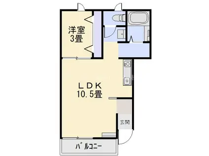ブルーコーナー(1LDK/1階)の間取り写真
