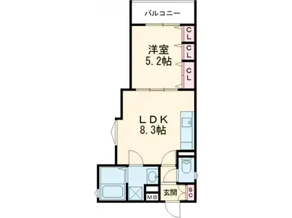 ラモーナ清瀧(1LDK/2階)の間取り写真