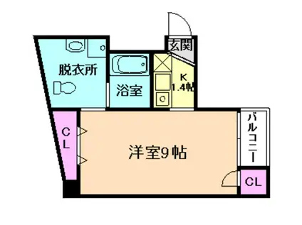 SQUARE9神崎川(1K/3階)の間取り写真