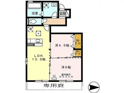 アブニール(2LDK/1階)の間取り写真
