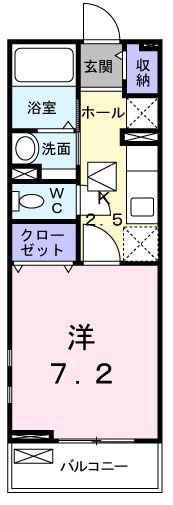 サンパティオ(1K/1階)の間取り写真