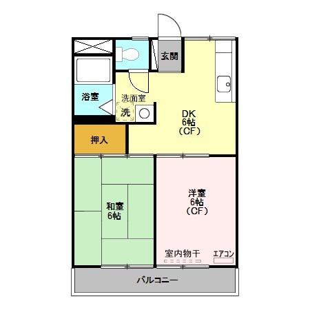 リバーサイド B(2DK/1階)の間取り写真