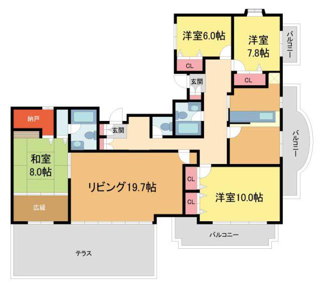 フォーシーズンズ芦屋(4LDK/5階)の間取り写真