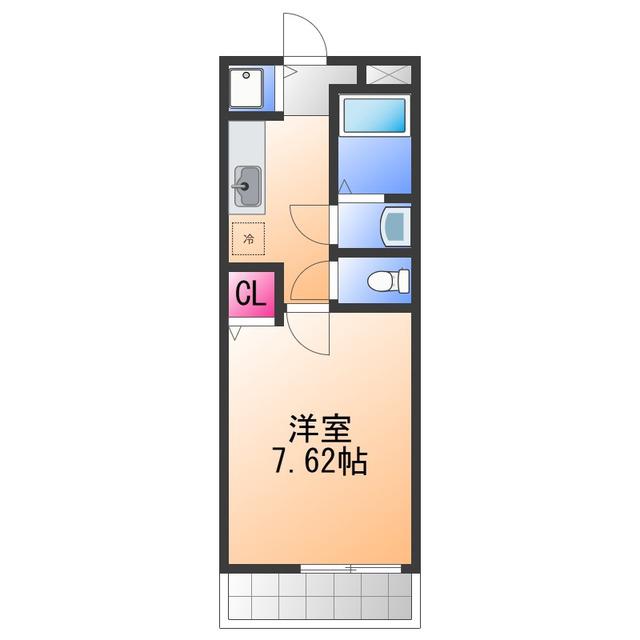 リヴェール泉大津(1K/2階)の間取り写真