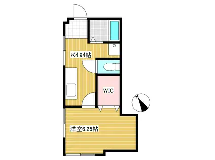 金山ビル(1DK/2階)の間取り写真