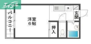 セントフォレスト下中野 B棟(1K/2階)の間取り写真