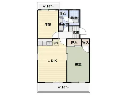 ヴィブレ鷲巣(2LDK/2階)の間取り写真