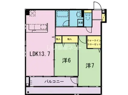 フロイデ堂林(2LDK/2階)の間取り写真