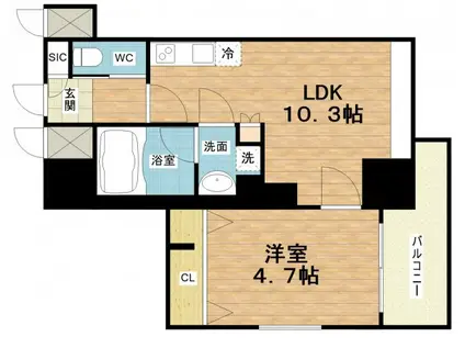 プレジオ難波ASIAN(1LDK/6階)の間取り写真