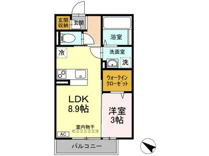 セジュール南仙北(1LDK/2階)の間取り写真