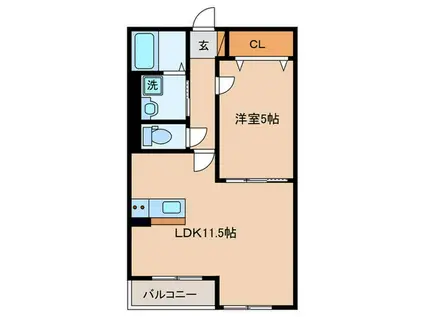 シャトレー伍番館(1LDK/3階)の間取り写真
