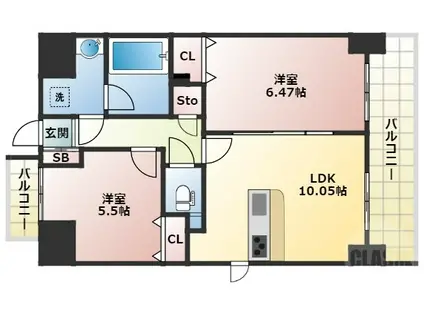 東明マンション壱番館(2LDK/6階)の間取り写真