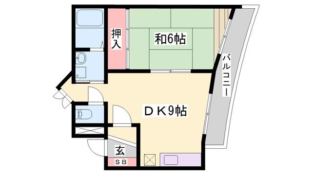 坪田ビル(1DK/2階)の間取り写真