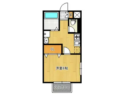 津田沼ハイツ(1K/2階)の間取り写真