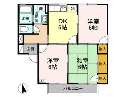 プレジール清音A棟(3DK/2階)の間取り写真